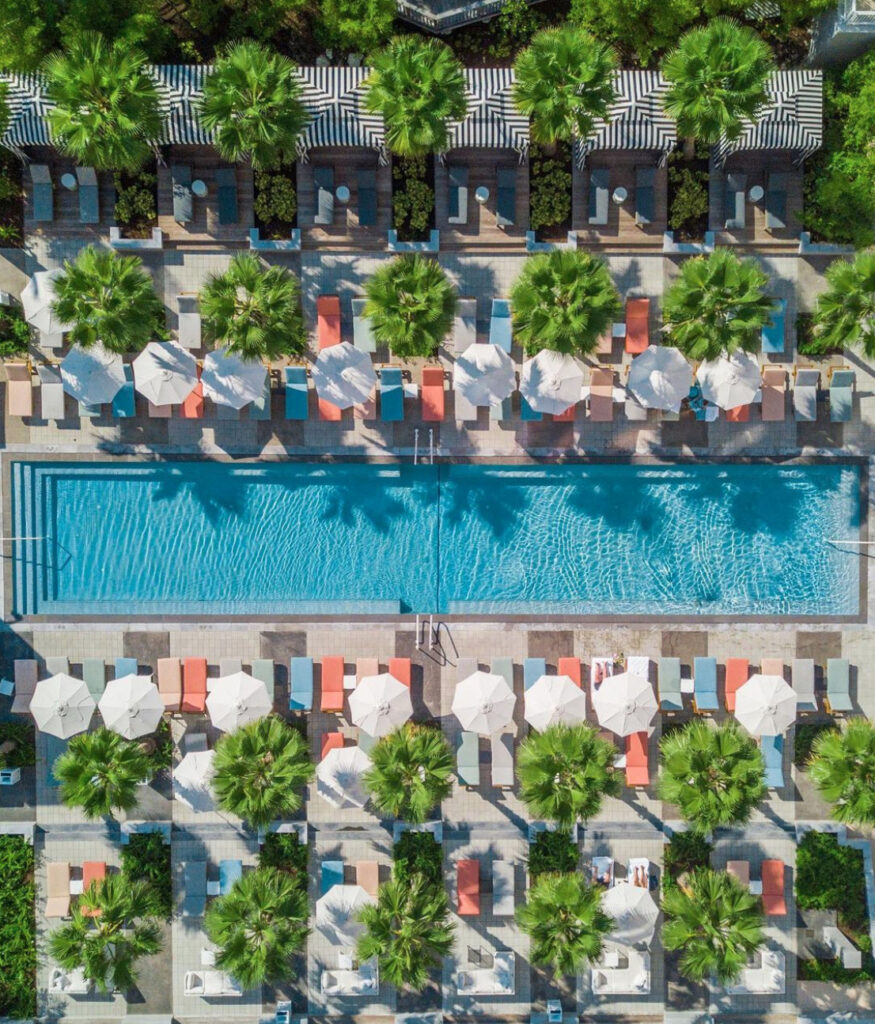 SLS Baha Mar - aerial view of poolside